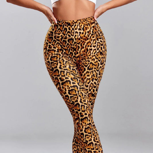 Polyester Women's Fashion Leopard Print Slim Fit Hip Raise Yoga Leggings Dance Pants